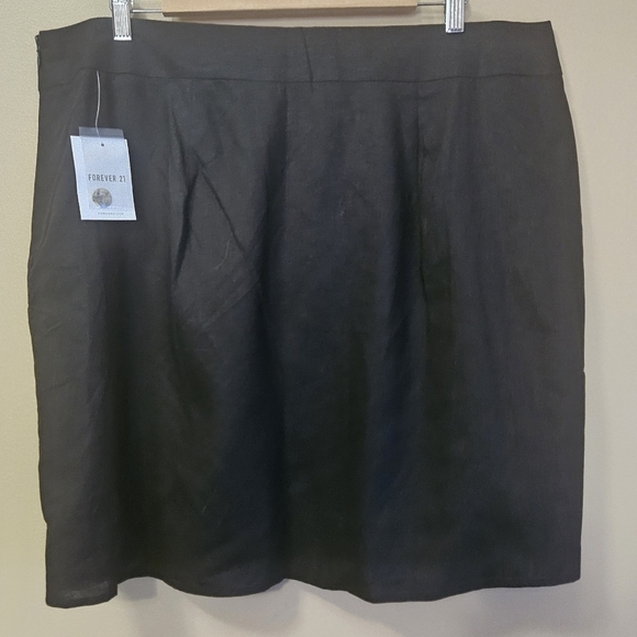 NWT Forever 21 Plus Women's Size XXL Linen Blend Black Skirt - Picture 2 of 5